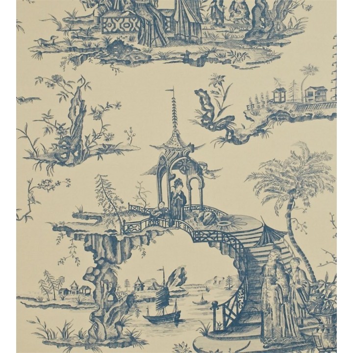 Papel pintado toile de jouy diseño oriental ascentral - Pompadour 565412