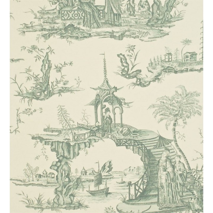 Papel pintado toile de jouy diseño oriental ascentral - Pompadour 565413