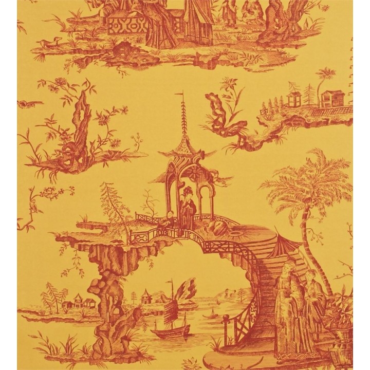 Papel pintado toile de jouy diseño oriental ascentral - Pompadour 565415