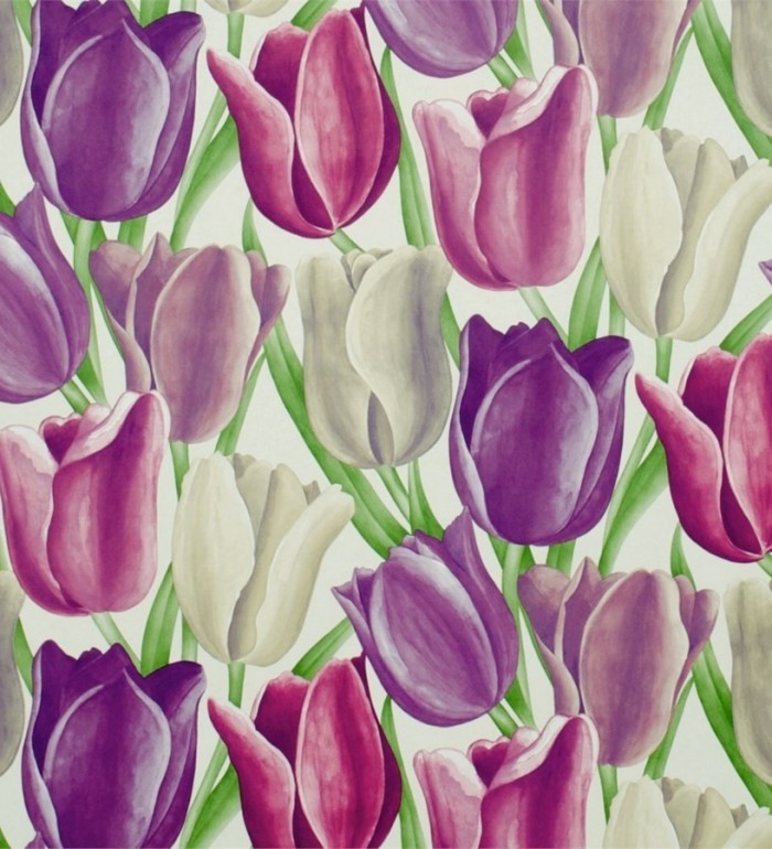 Papel pintado tulipanes artísticos al óleo vintage - Dalila 565432