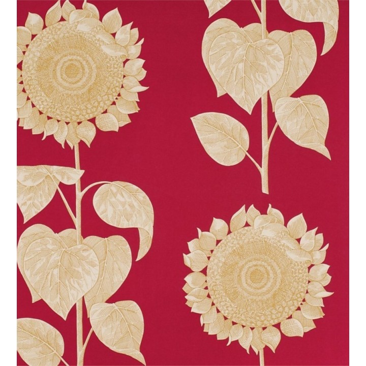 Papel pintado girasoles y hojas grandes inspiración inglesa - Betina 565439