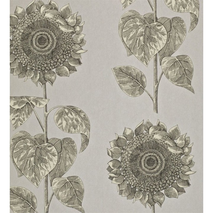 Papel pintado girasoles y hojas grandes inspiración inglesa - Betina 565441