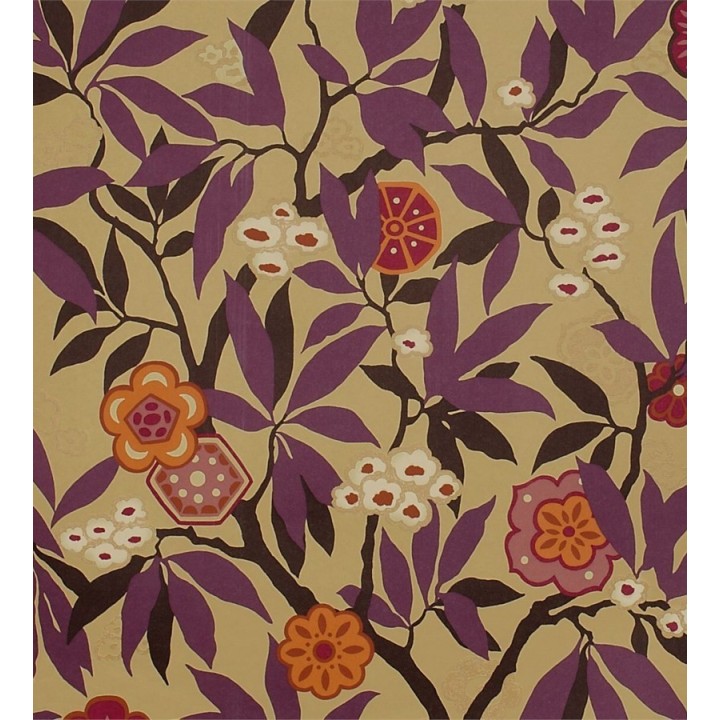 Papel pintado flores y hojas vintage modernas - Vidonia 565442