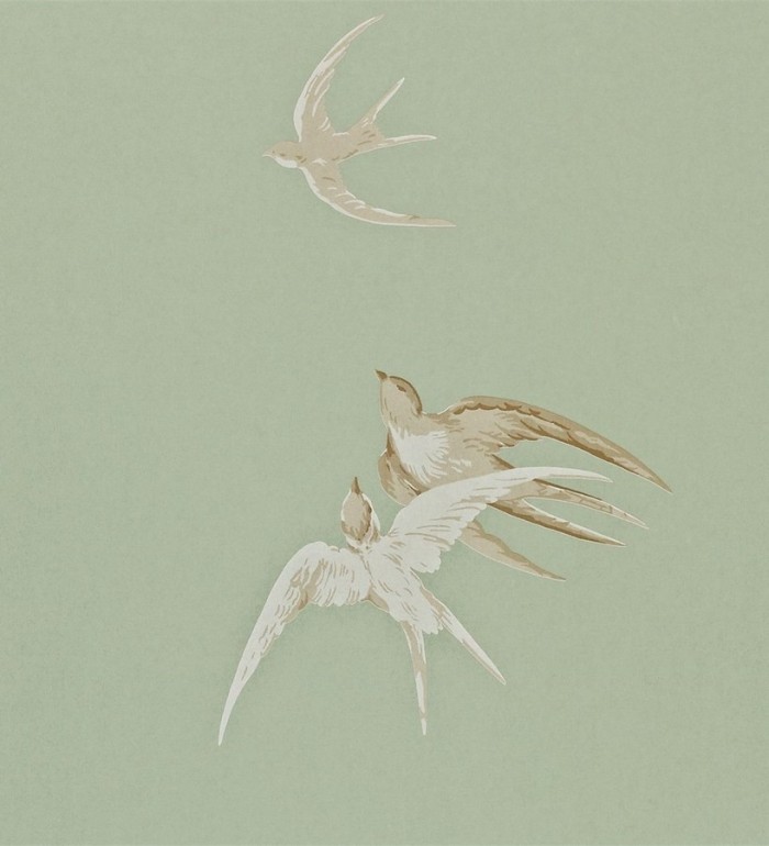 Papel pintado golondrinas artísticas al óleo vintage - Portobello 565458