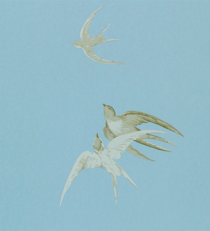 Papel pintado golondrinas artísticas al óleo vintage - Portobello 565459