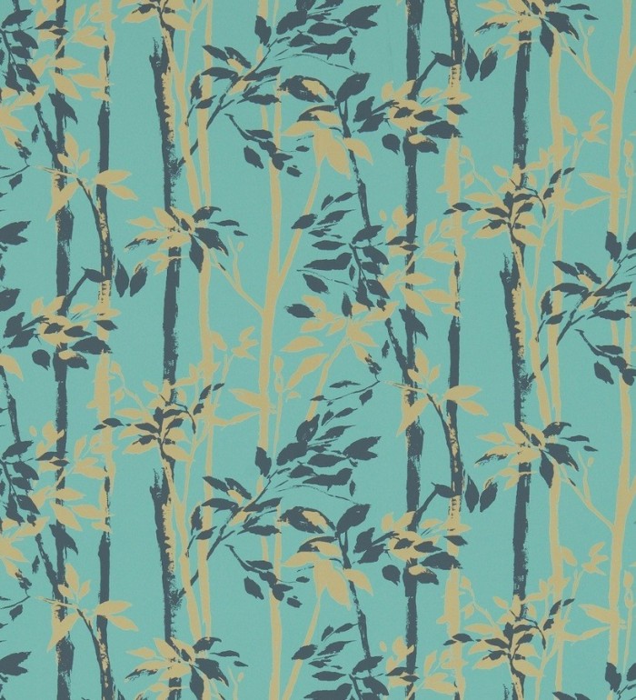 Papel pintado hojas y troncos de bambú japonés - Cevenas 565471