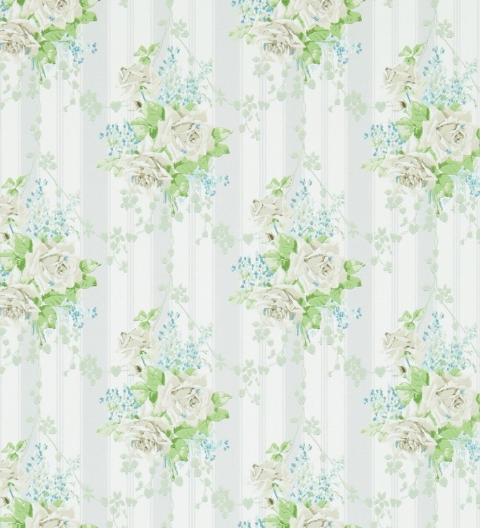Papel pintado flores vintage románticas con fondo a rayas - Amaranta 565480