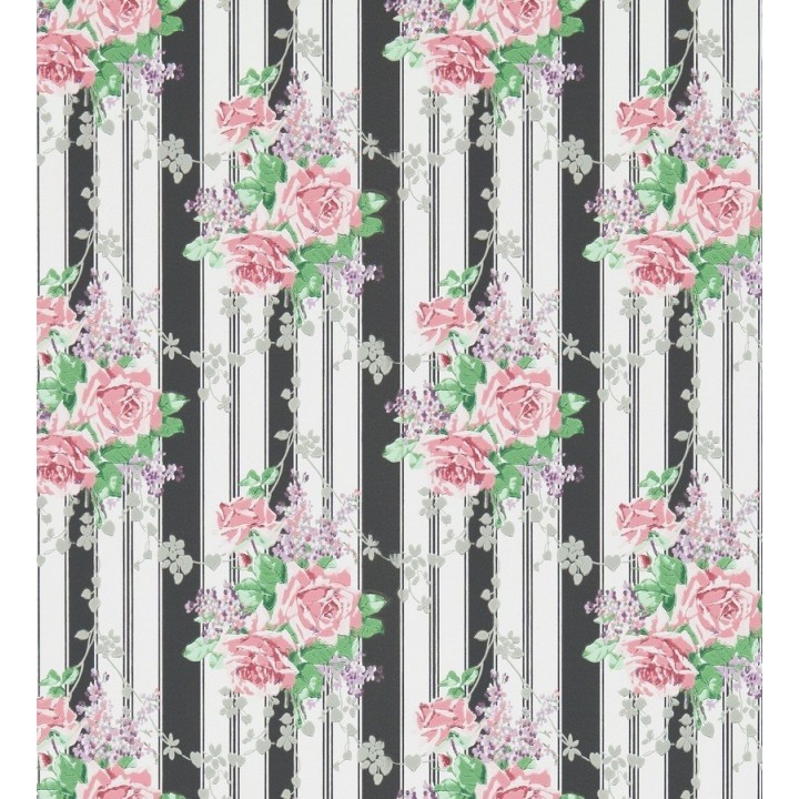Papel pintado flores vintage románticas con fondo a rayas - Amaranta 565482