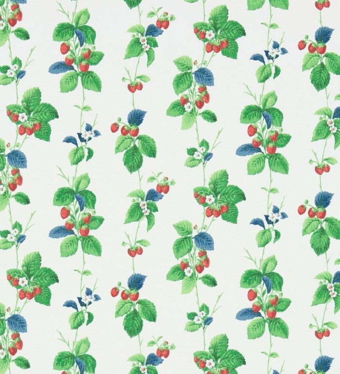 Papel pintado fresas con hojas al óleo - Adriana 565490