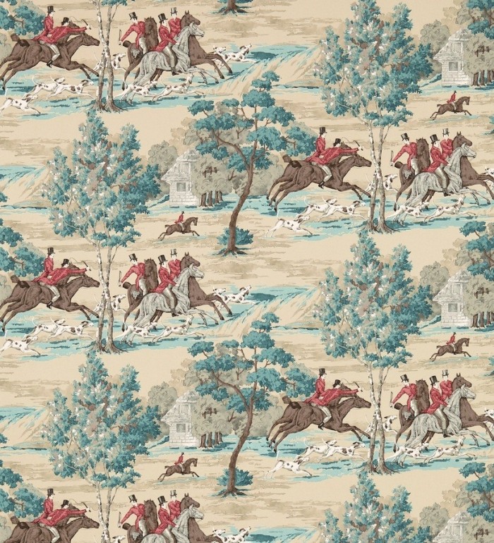 Papel pintado caza del zorro vintage inglés - Braconnier 565495