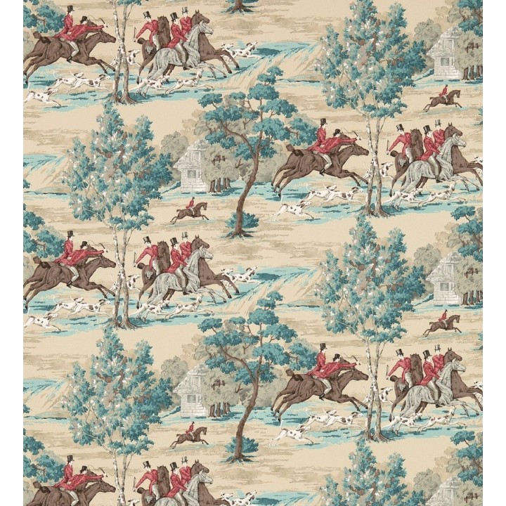 Papel pintado caza del zorro vintage inglés - Braconnier 565495