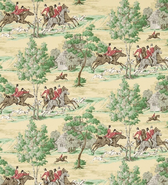 Papel pintado caza del zorro vintage inglés - Braconnier 565496