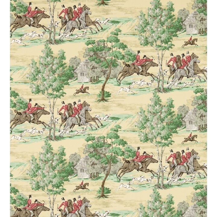 Papel pintado caza del zorro vintage inglés - Braconnier 565496
