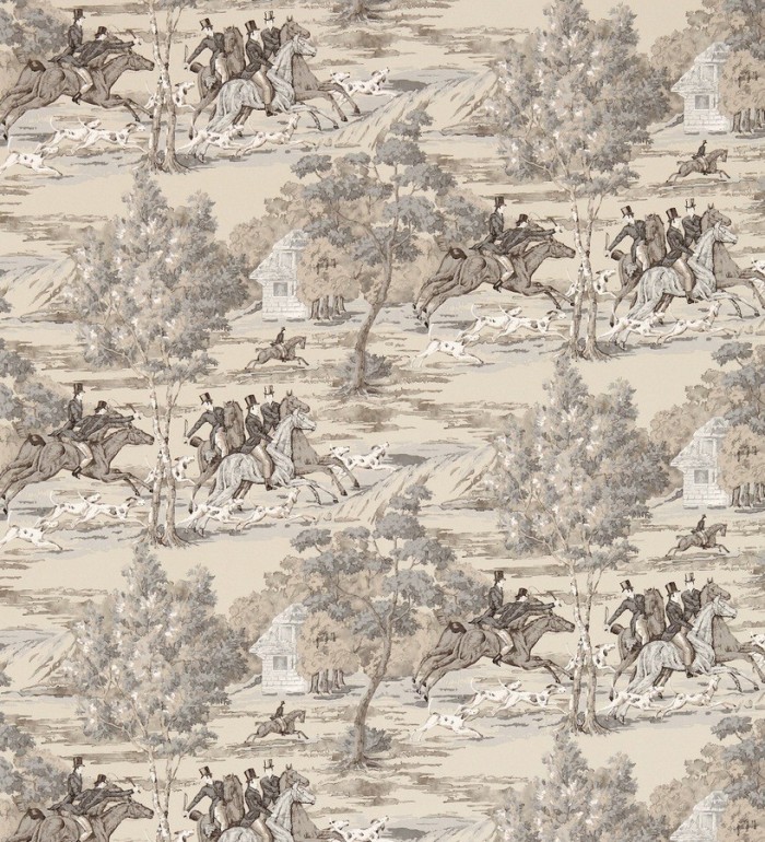 Papel pintado caza del zorro vintage inglés - Braconnier 565497
