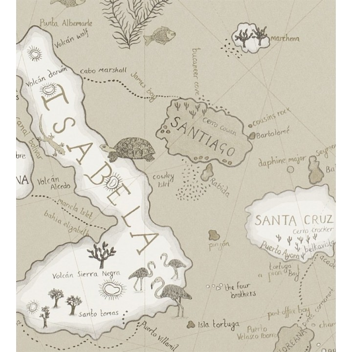 Papel pintado mapas de islas con animales vintage - Gilavar 565508
