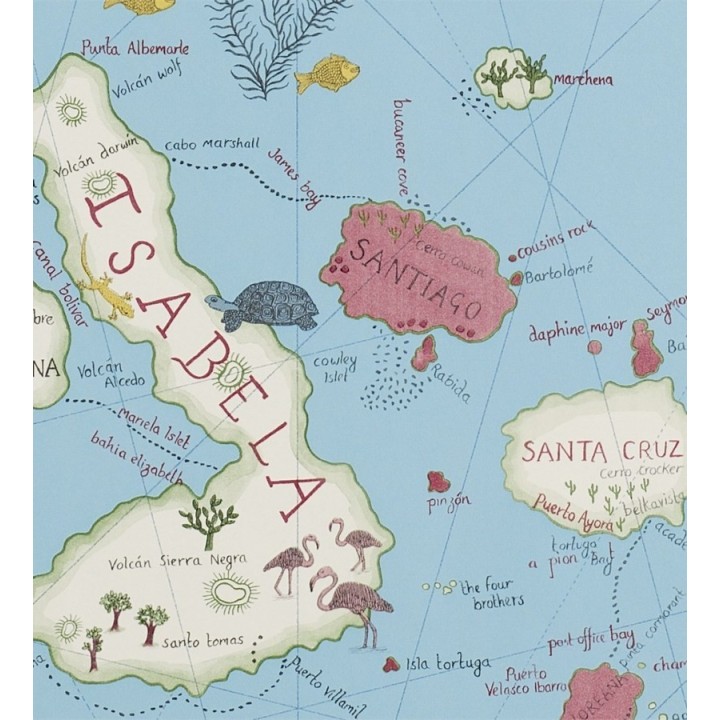 Papel pintado mapas de islas con animales vintage - Gilavar 565509