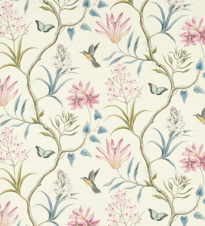 Papel pintado mariposas y colibrís con naturaleza artística - Dorothy 565529