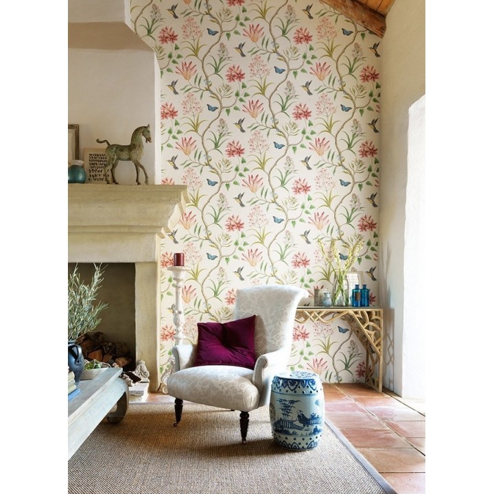 Papel pintado mariposas y colibrís con naturaleza artística - Dorothy 565529