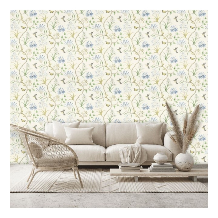 Papel pintado mariposas y colibrís con naturaleza artística - Dorothy 565532