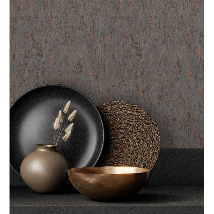 Papel pintado texturizado con inserciones color metalizado - Murat 676306