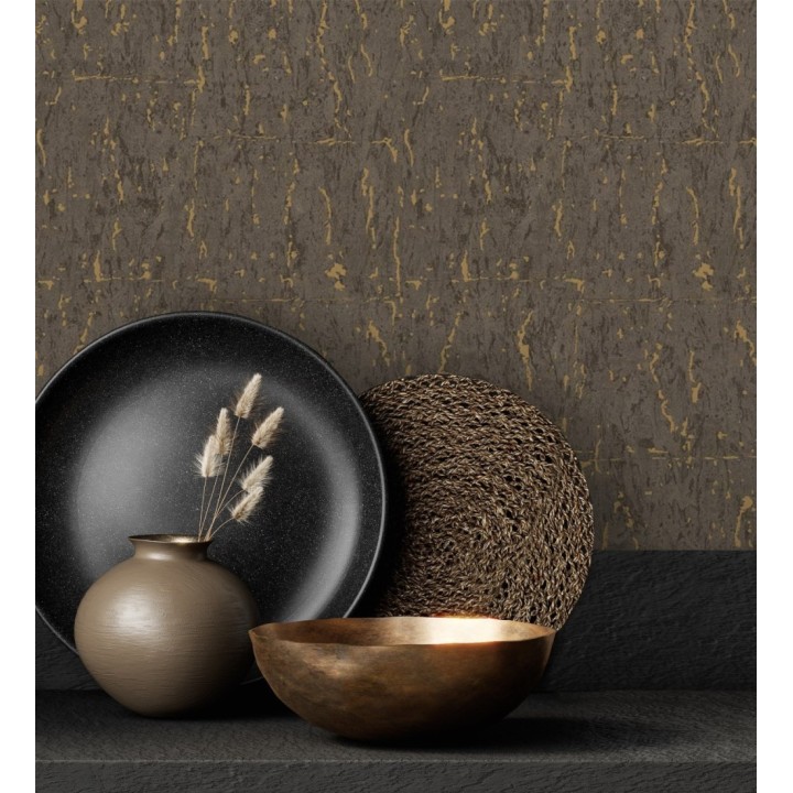 Papel pintado texturizado con inserciones color metalizado - Murat 676308