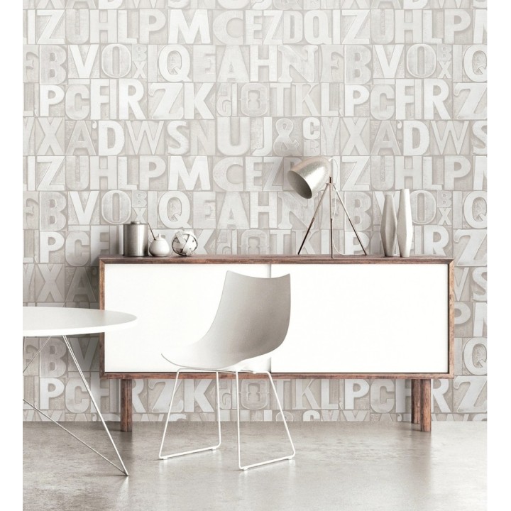 Papel pintado letras industriales con textura - Factory Letters 676320