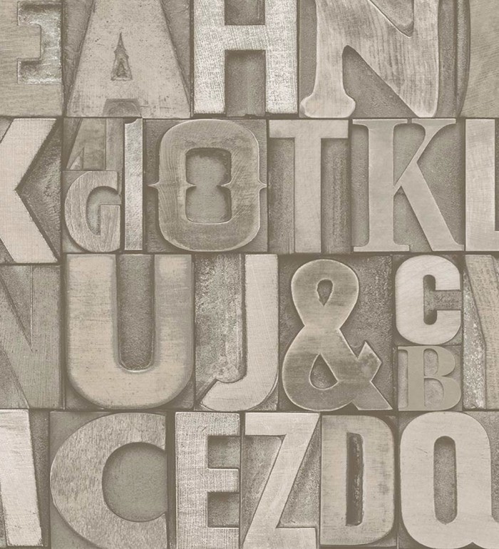 Papel pintado letras industriales con textura - Factory Letters 676321