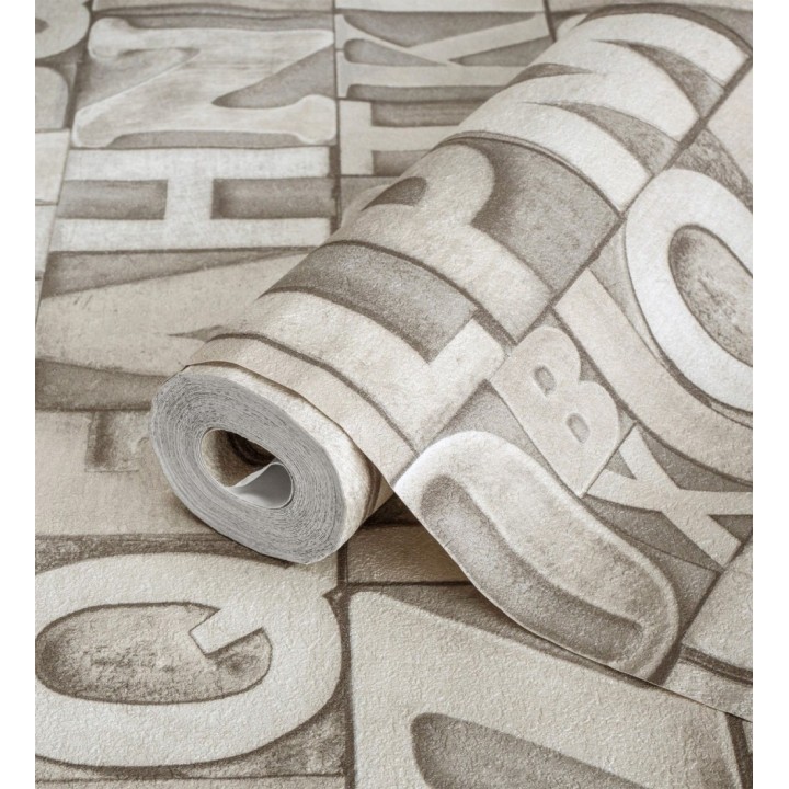 Papel pintado letras industriales con textura - Factory Letters 676321