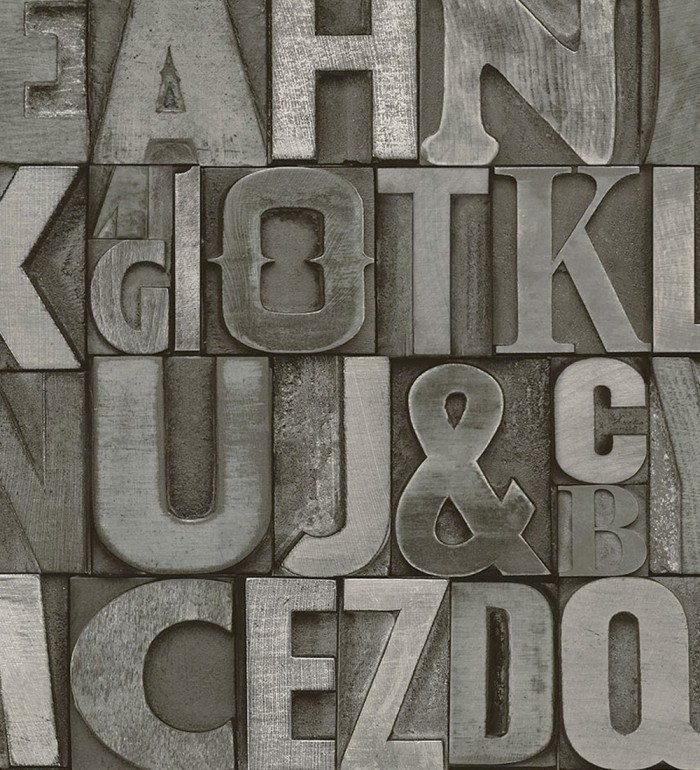 Papel pintado letras industriales con textura - Factory Letters 676322