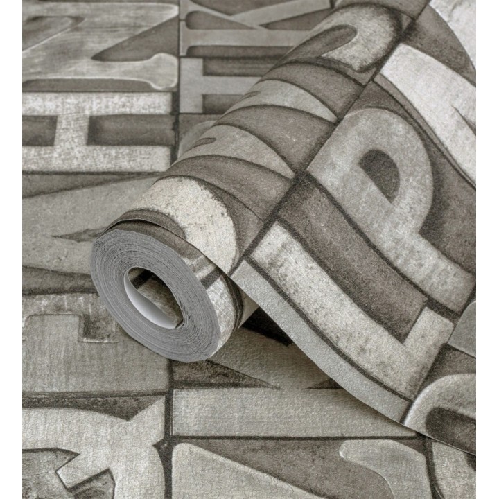 Papel pintado letras industriales con textura - Factory Letters 676322