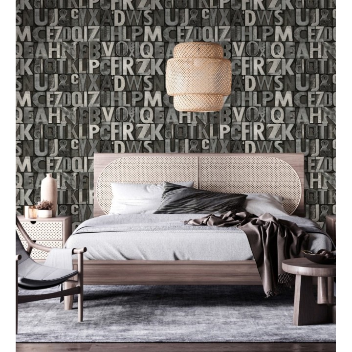 Papel pintado letras industriales con textura - Factory Letters 676322