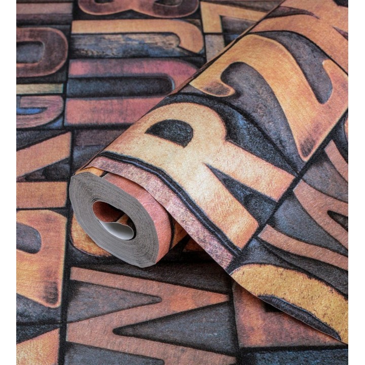 Papel pintado letras industriales con textura - Factory Letters 676323