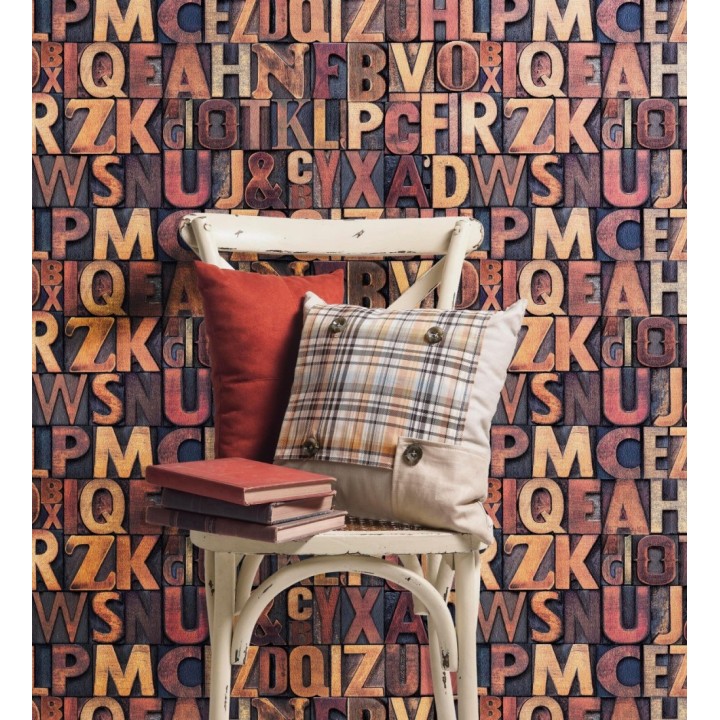 Papel pintado letras industriales con textura - Factory Letters 676323