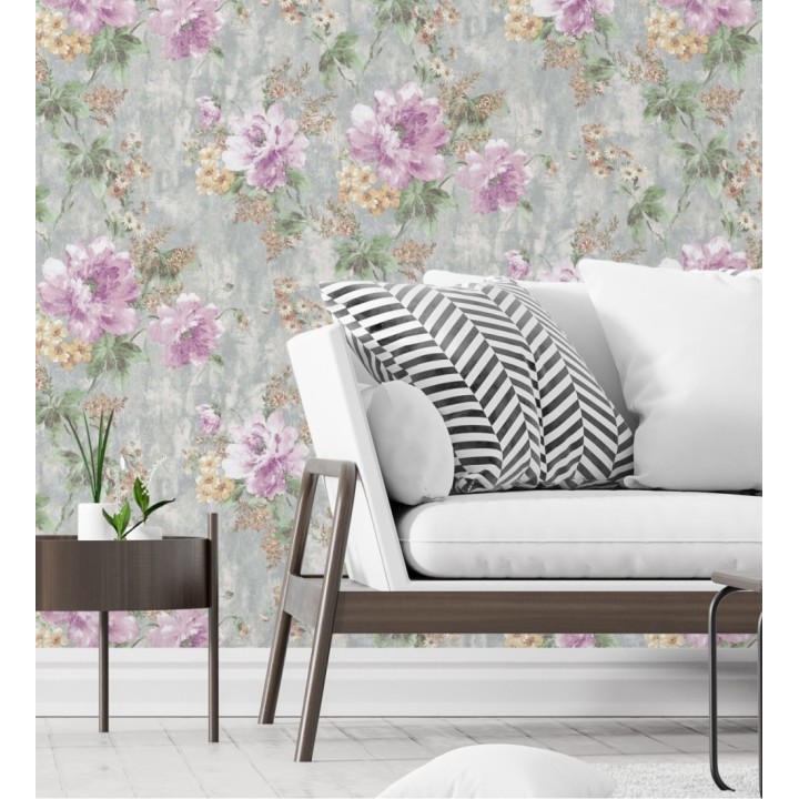 Papel pintado con flores de estilo inglés efecto pintura al óleo - Madison Garden 676339