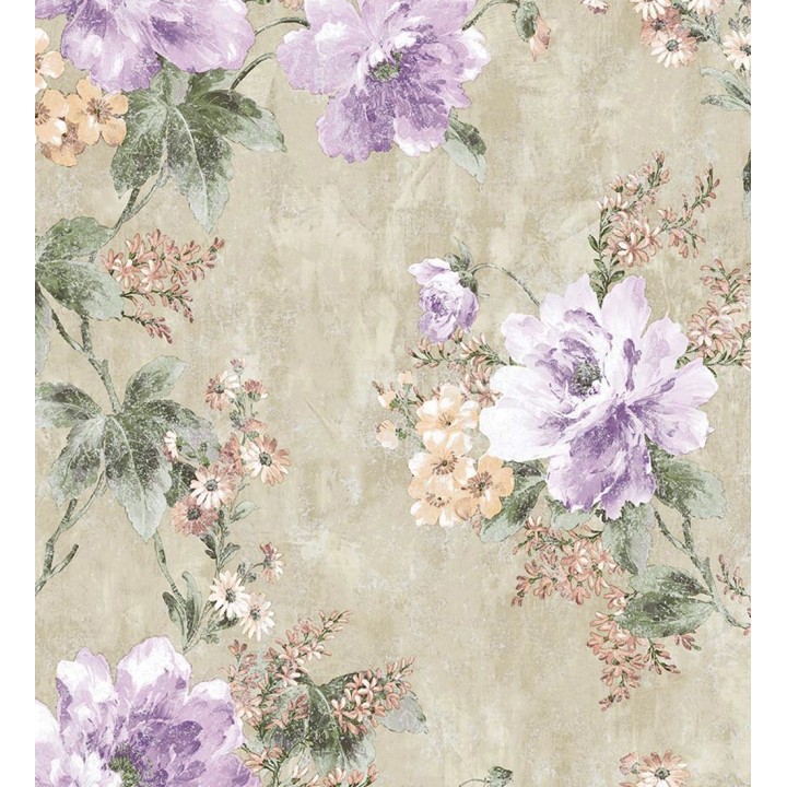 Papel pintado con flores de estilo inglés efecto pintura al óleo - Madison Garden 676340