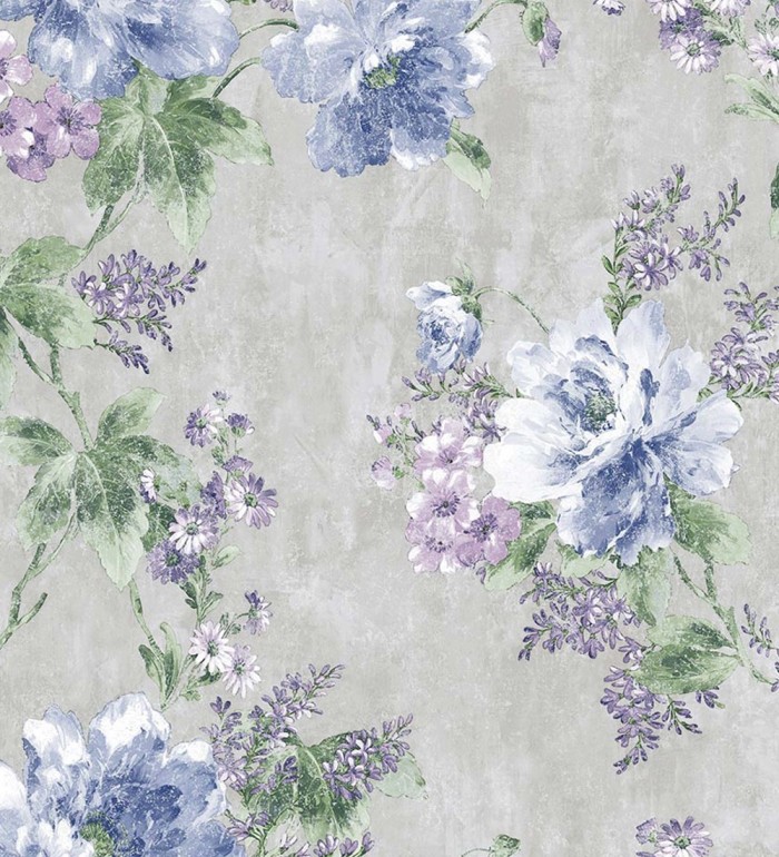 Papel pintado con flores de estilo inglés efecto pintura al óleo - Madison Garden 676341