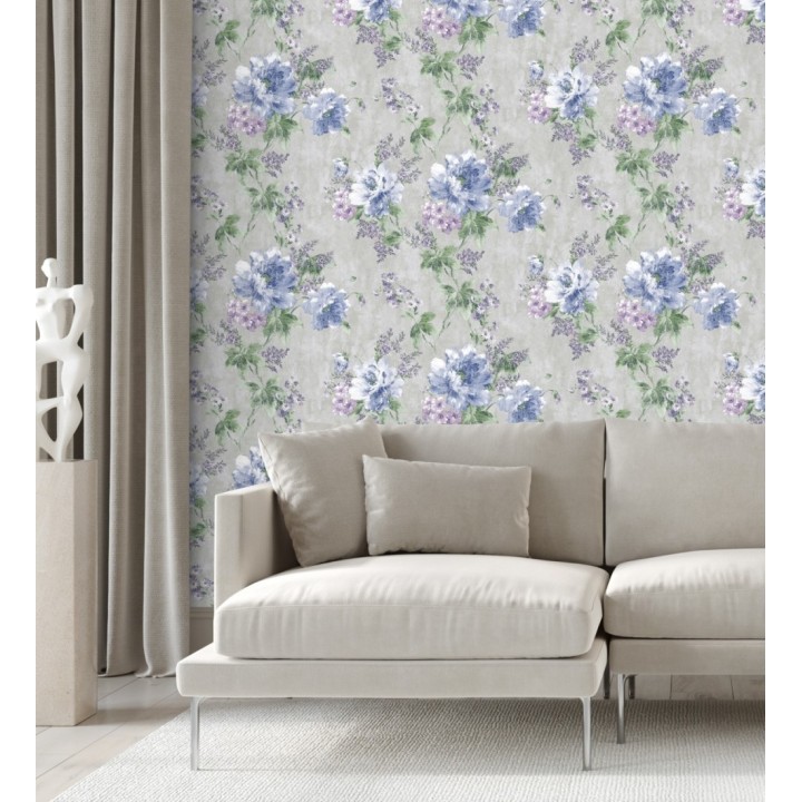 Papel pintado con flores de estilo inglés efecto pintura al óleo - Madison Garden 676341