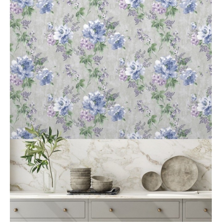 Papel pintado con flores de estilo inglés efecto pintura al óleo - Madison Garden 676341