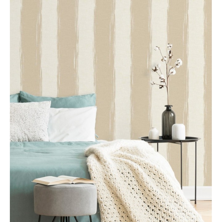 Papel pintado rayas con textura efecto textil - Tamil Etnik Stripe 676345