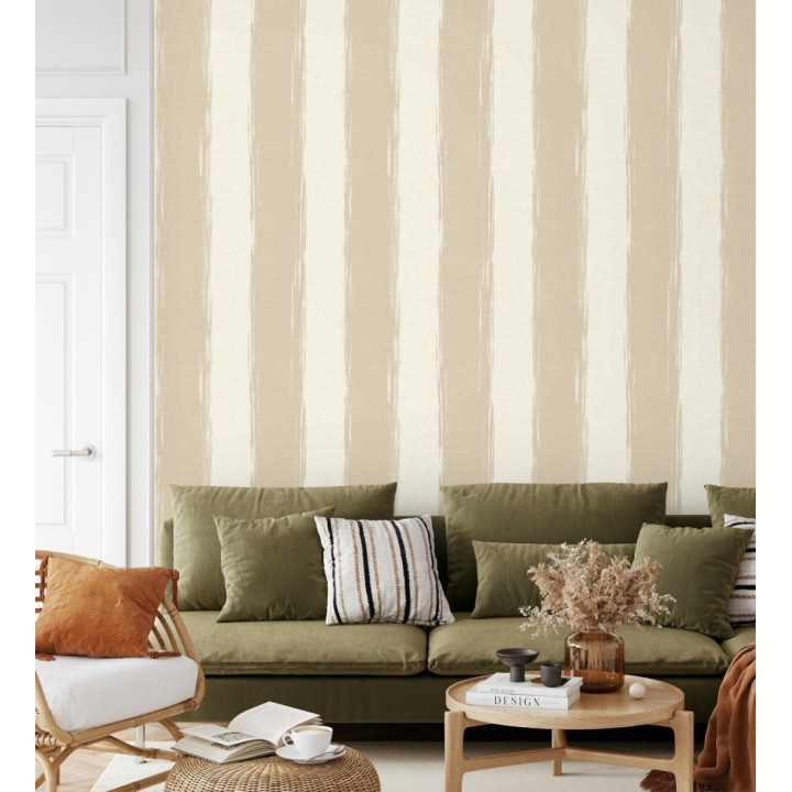 Papel pintado rayas con textura efecto textil - Tamil Etnik Stripe 676345