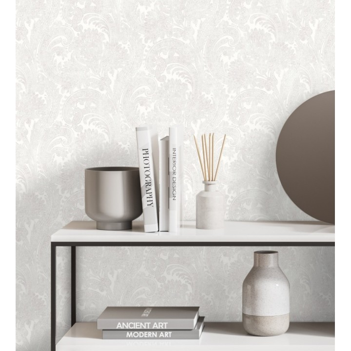 Papel pintado cachemir floral estilo hindú con efecto textura textil - Tamil Etnik 676347