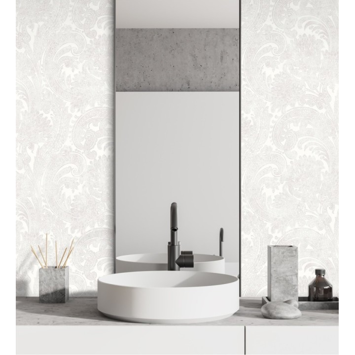 Papel pintado cachemir floral estilo hindú con efecto textura textil - Tamil Etnik 676347