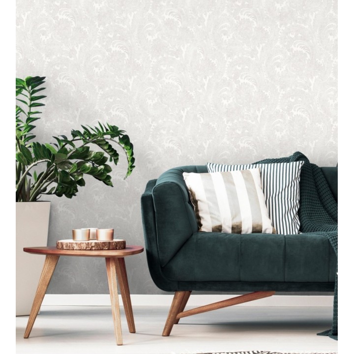 Papel pintado cachemir floral estilo hindú con efecto textura textil - Tamil Etnik 676347