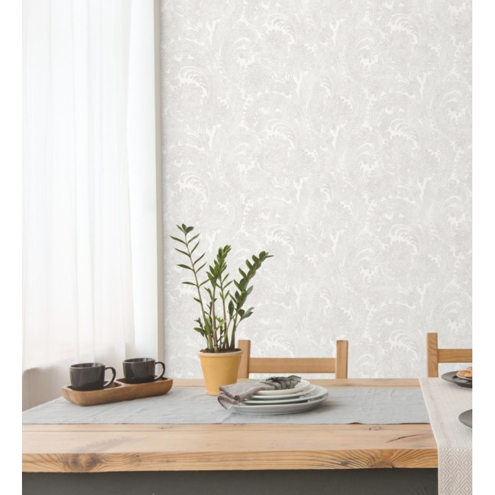 Papel pintado cachemir floral estilo hindú con efecto textura textil - Tamil Etnik 676347