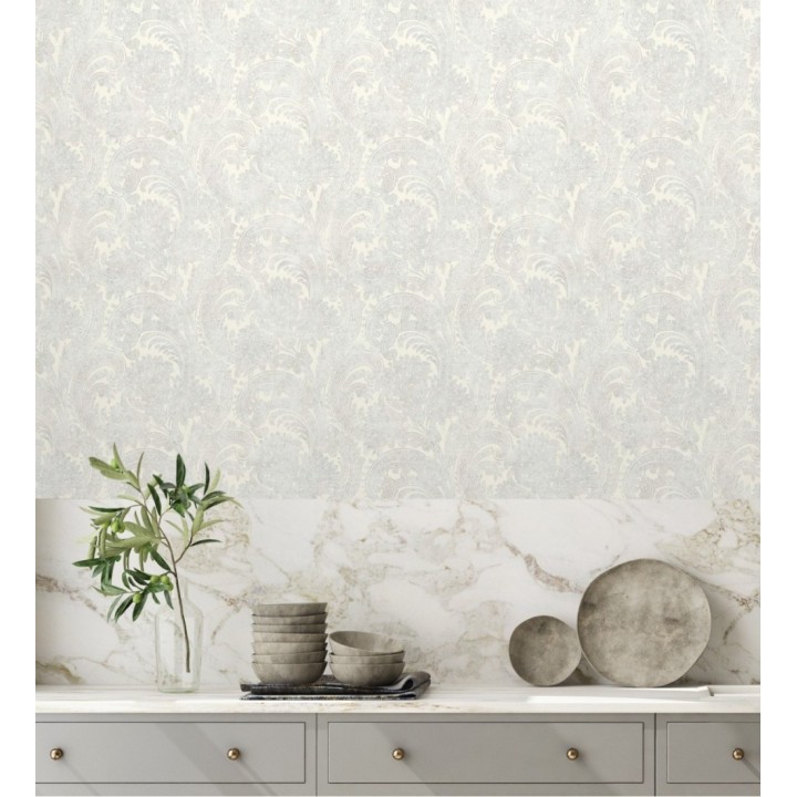 Papel pintado cachemir floral estilo hindú con efecto textura textil - Tamil Etnik 676348