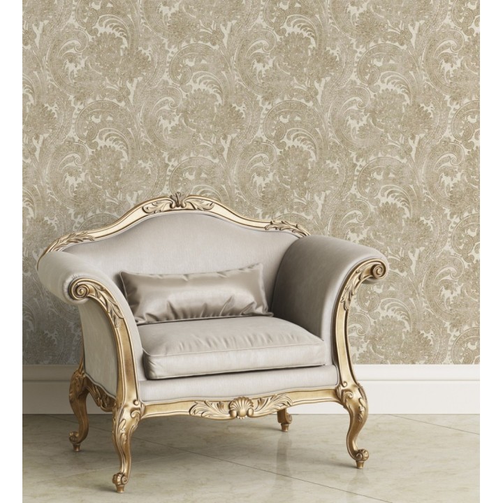 Papel pintado cachemir floral estilo hindú con efecto textura textil - Tamil Etnik 676349