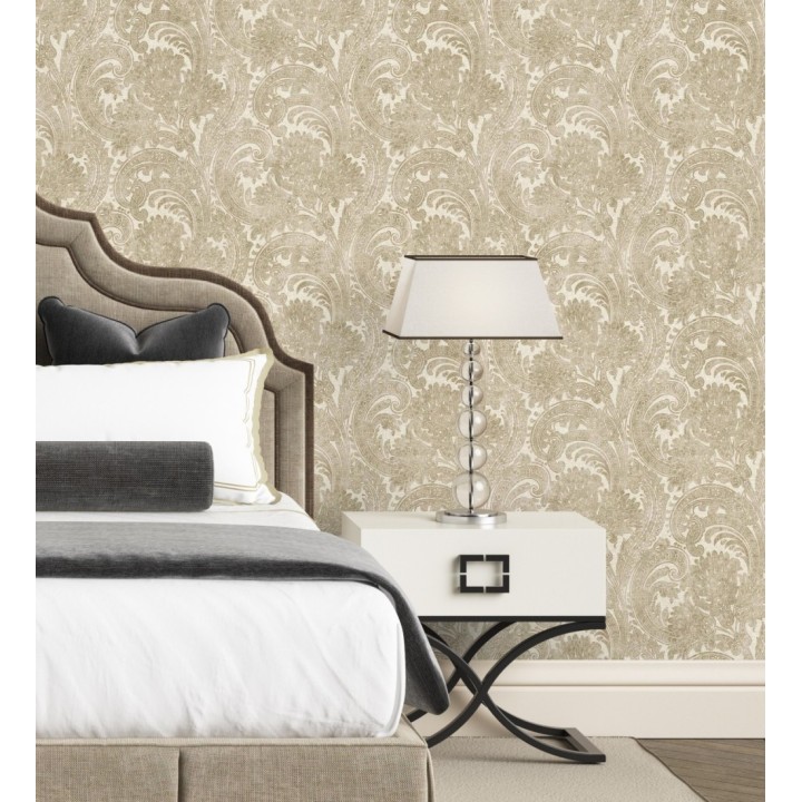 Papel pintado cachemir floral estilo hindú con efecto textura textil - Tamil Etnik 676349