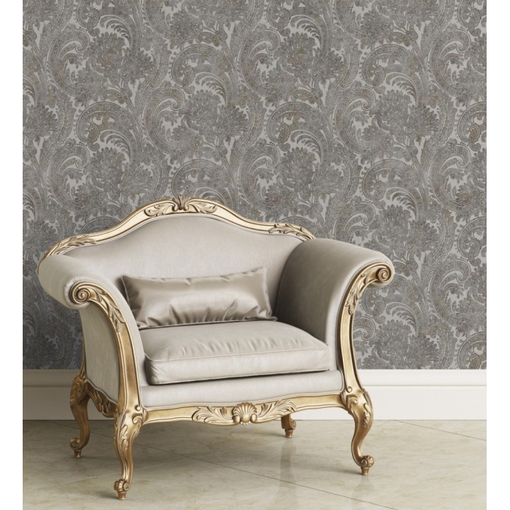 Papel pintado cachemir floral estilo hindú con efecto textura textil - Tamil Etnik 676350