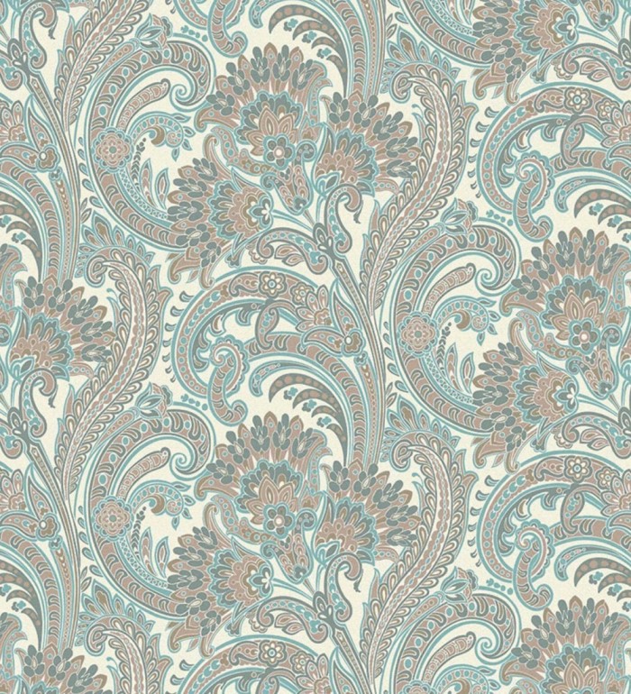 Papel pintado cachemir floral estilo hindú con efecto textura textil - Tamil Etnik 676351