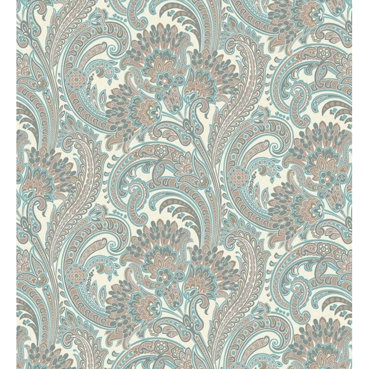 Papel pintado cachemir floral estilo hindú con efecto textura textil - Tamil Etnik 676351